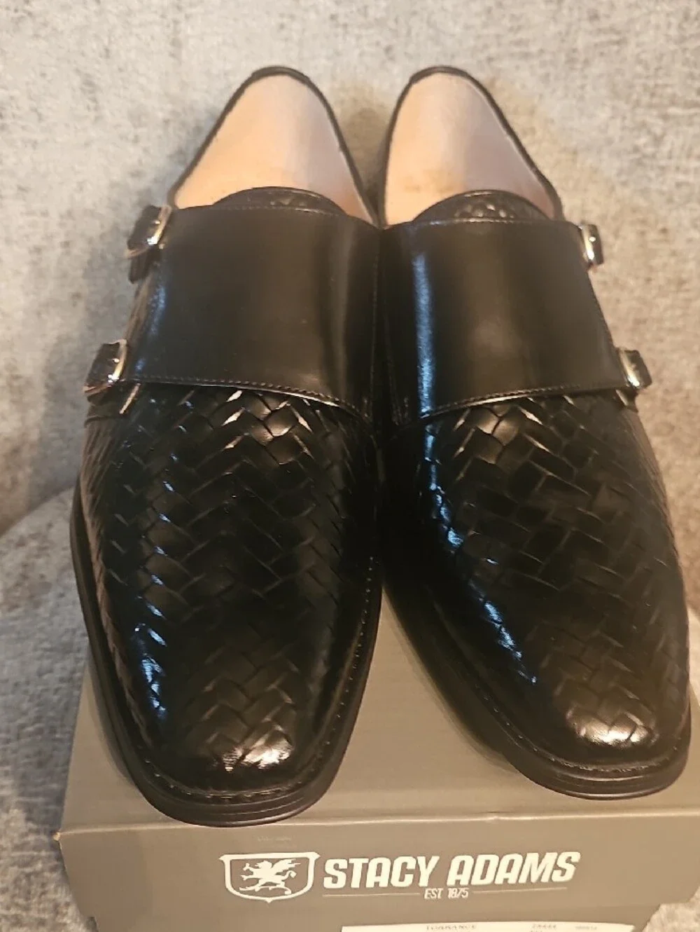 Stacy Adams Torrance Black Woven Double Monk Strap Oxfords